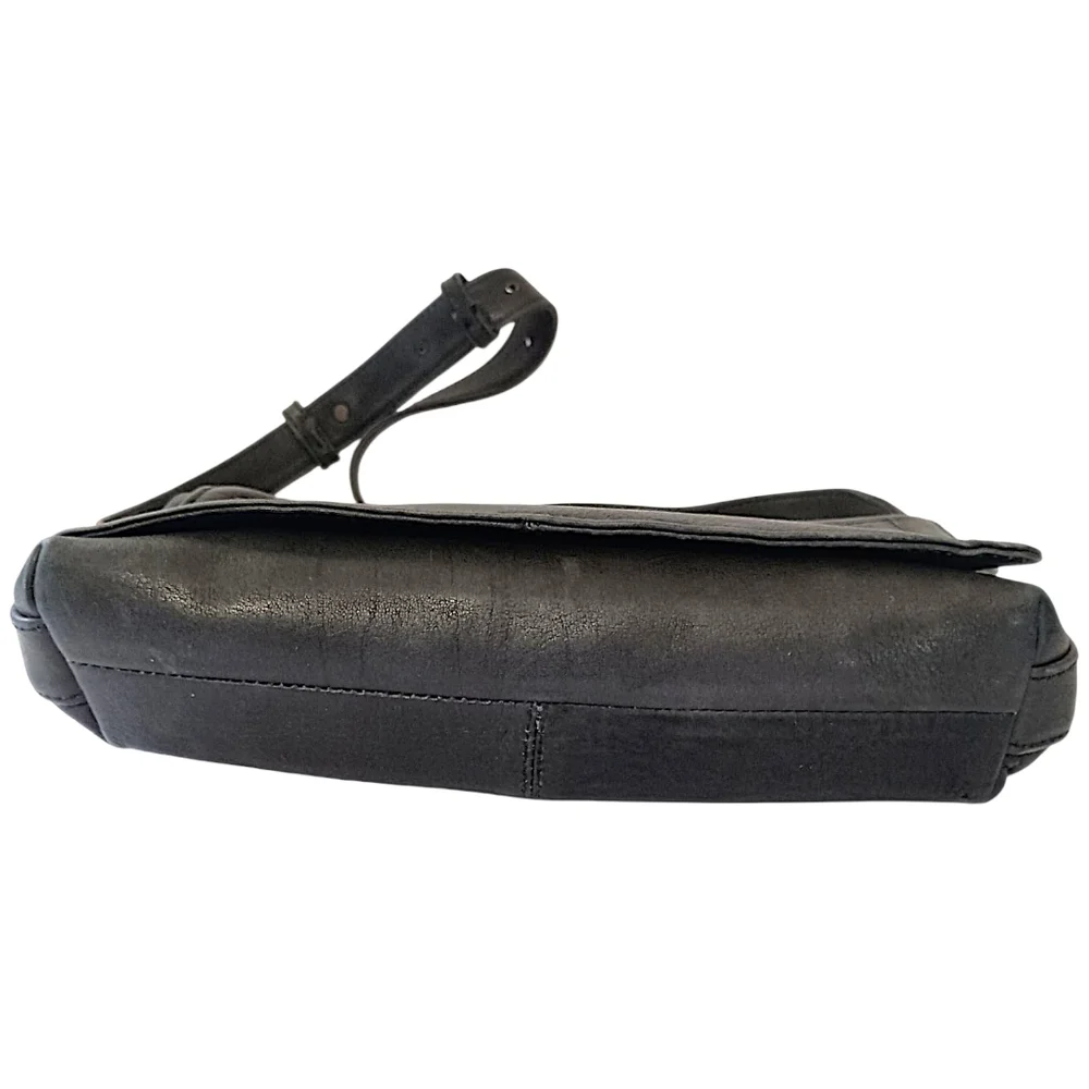 Sabina New York Leather‎ Shoulder Bag Black Navy Old Money Quiet Luxury Vintage